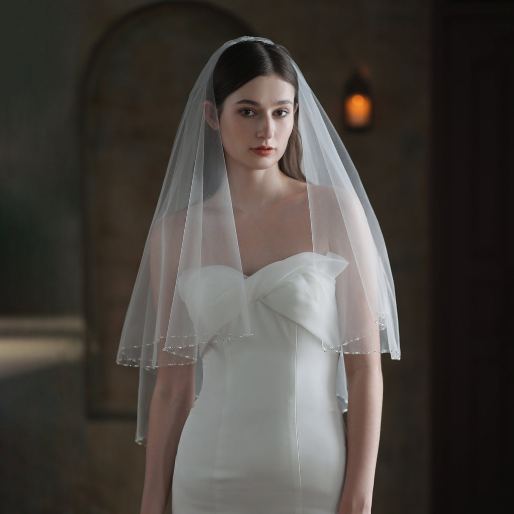 Exquis Voile de mariée de perles