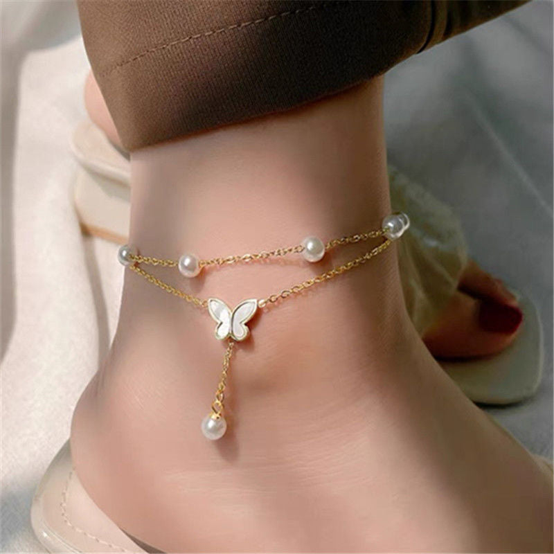 Polyvalent Colorfast Stylish and Luxurious Titanium Steel Anklet