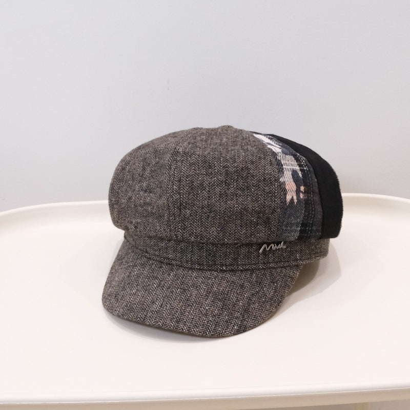 Motif rétro style britannique Beret octagonal pour femmes