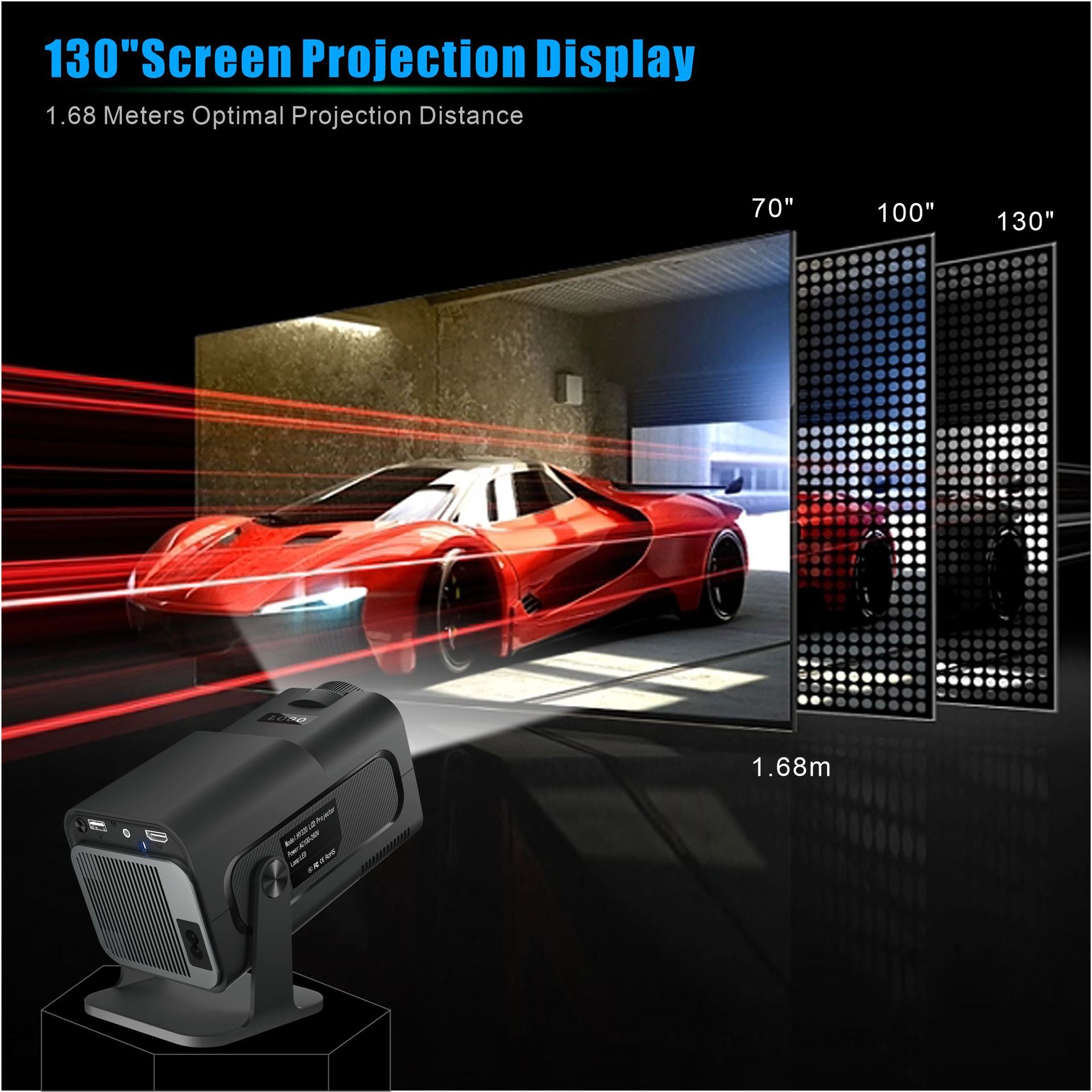 HY320 Android Petit projecteur intelligent HD 1080p