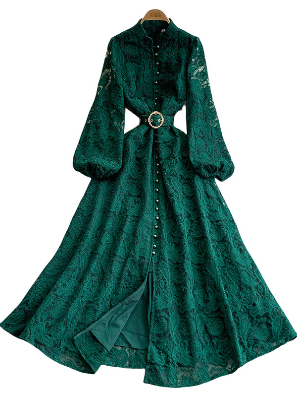 Robe de lanterne en dentelle rétro pour femmes