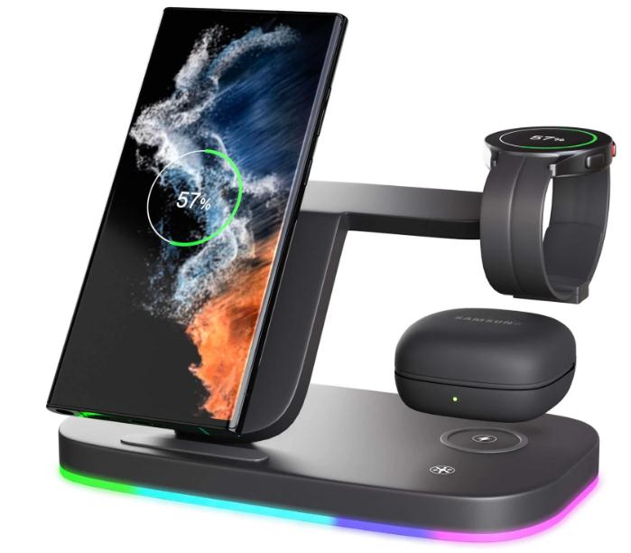 Chargeur sans fil vertical Dock sans fil 3in1 Support de recharge pour casque portable