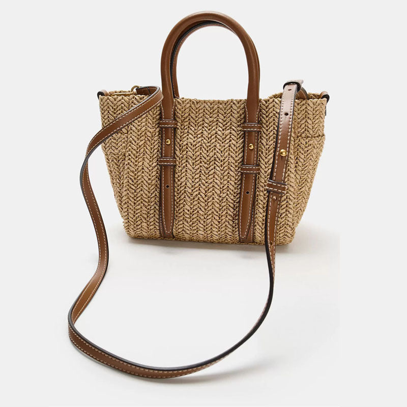 Sac croisé portatif à épaule en paille