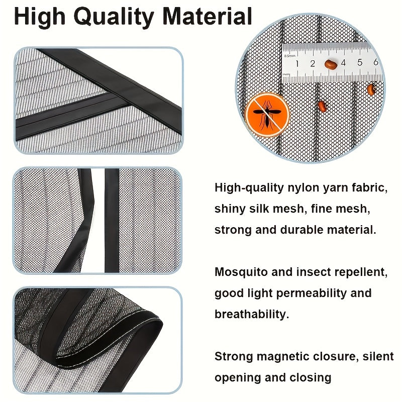 Rideau de porte magnétique noir avec bracelet de rangement