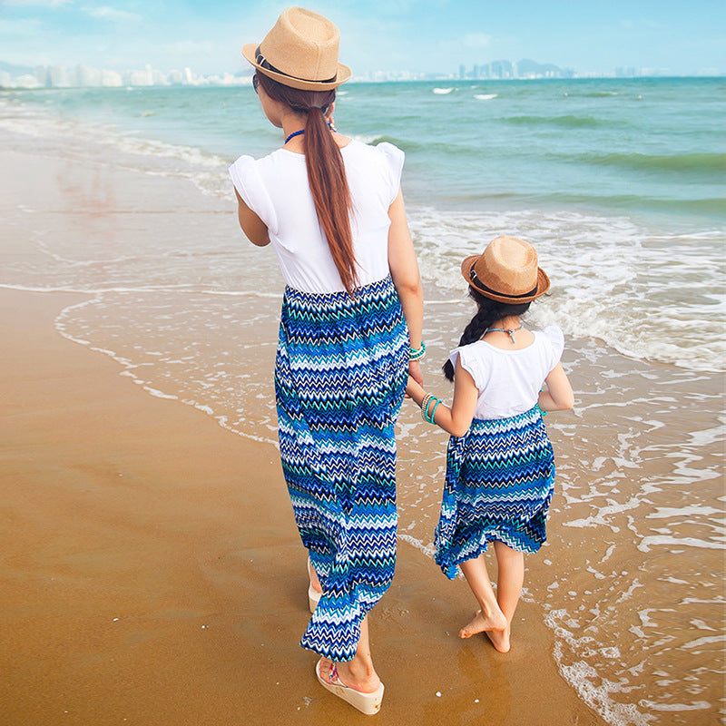 Robe de plage parents-enfants T-shirt