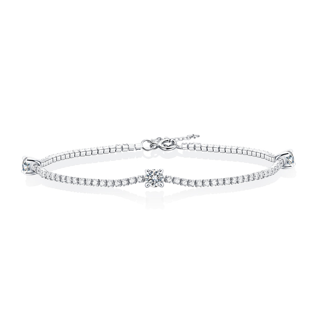 S925 Argent 6g Platinum plaqué Moissanite Bracelet