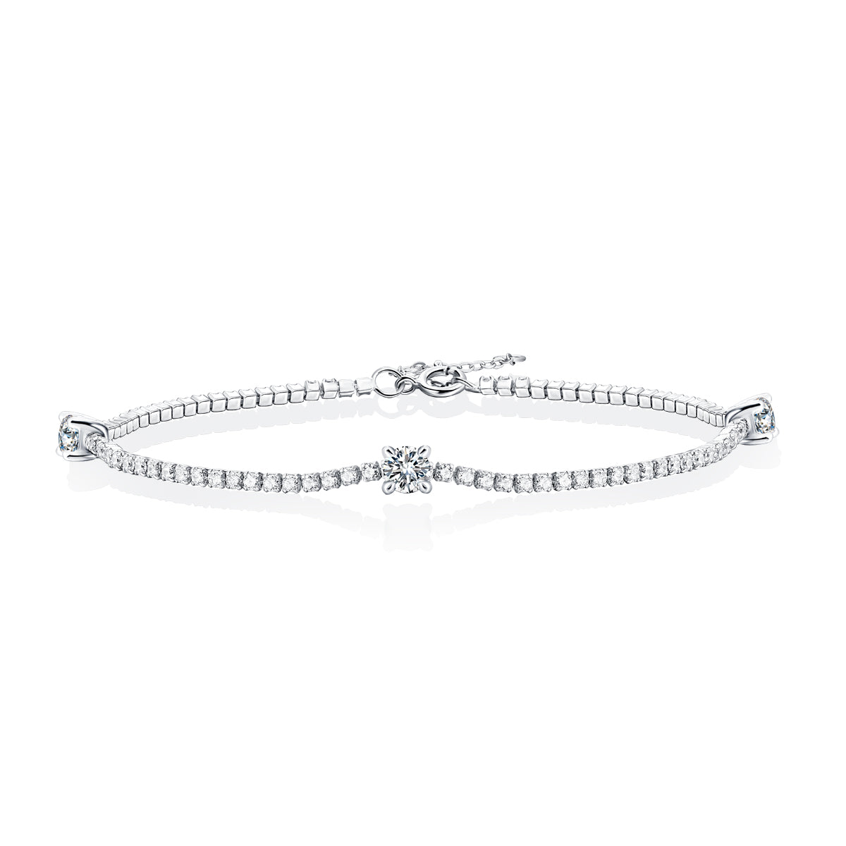 S925 Argent 6g Platinum plaqué Moissanite Bracelet