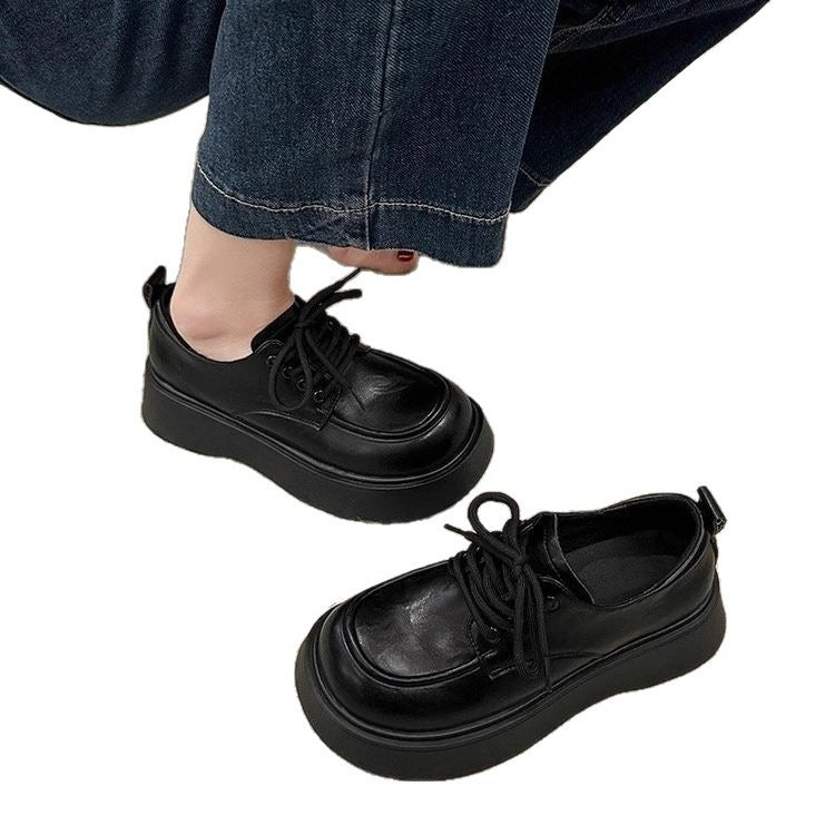 Chaussures en cuir en dentelle noire confortable pour le travail et le transport
