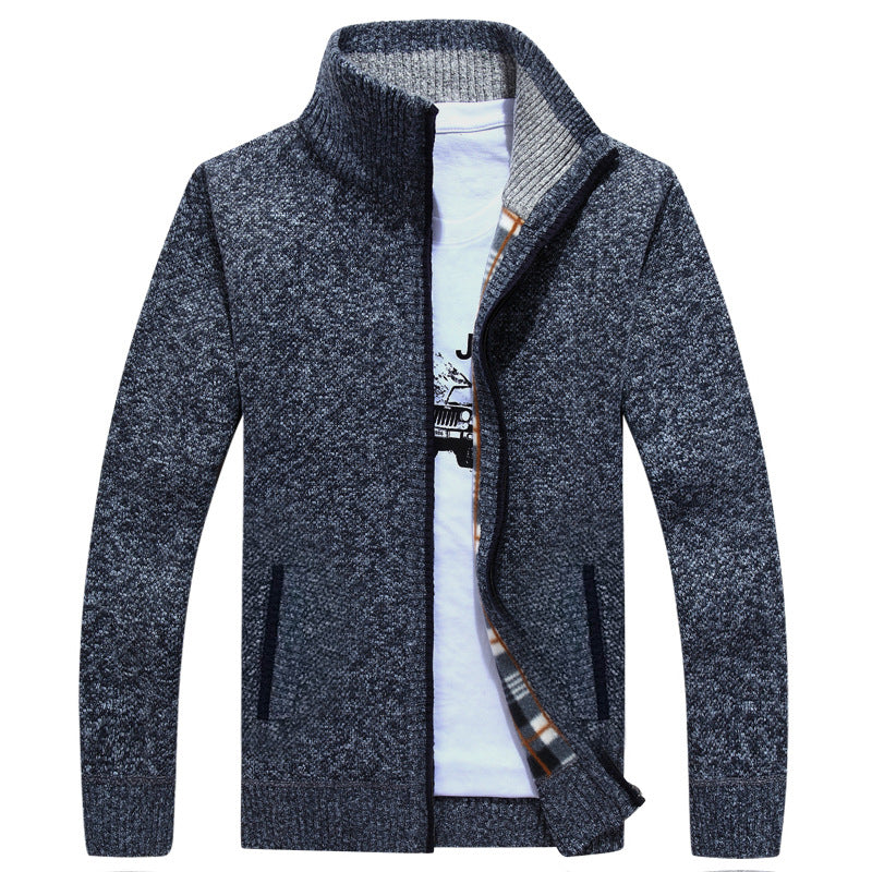Chandail à fermeture éclair d'automne et de cardigan d'hiver pour hommes Épaisseur de collier en polaire