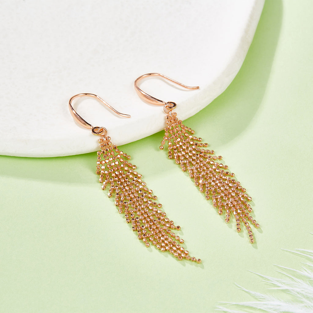 S925 Boucles d'oreilles en équerre en argent Sterling 59,8mm Long 2g Perle de maille légère coulant D