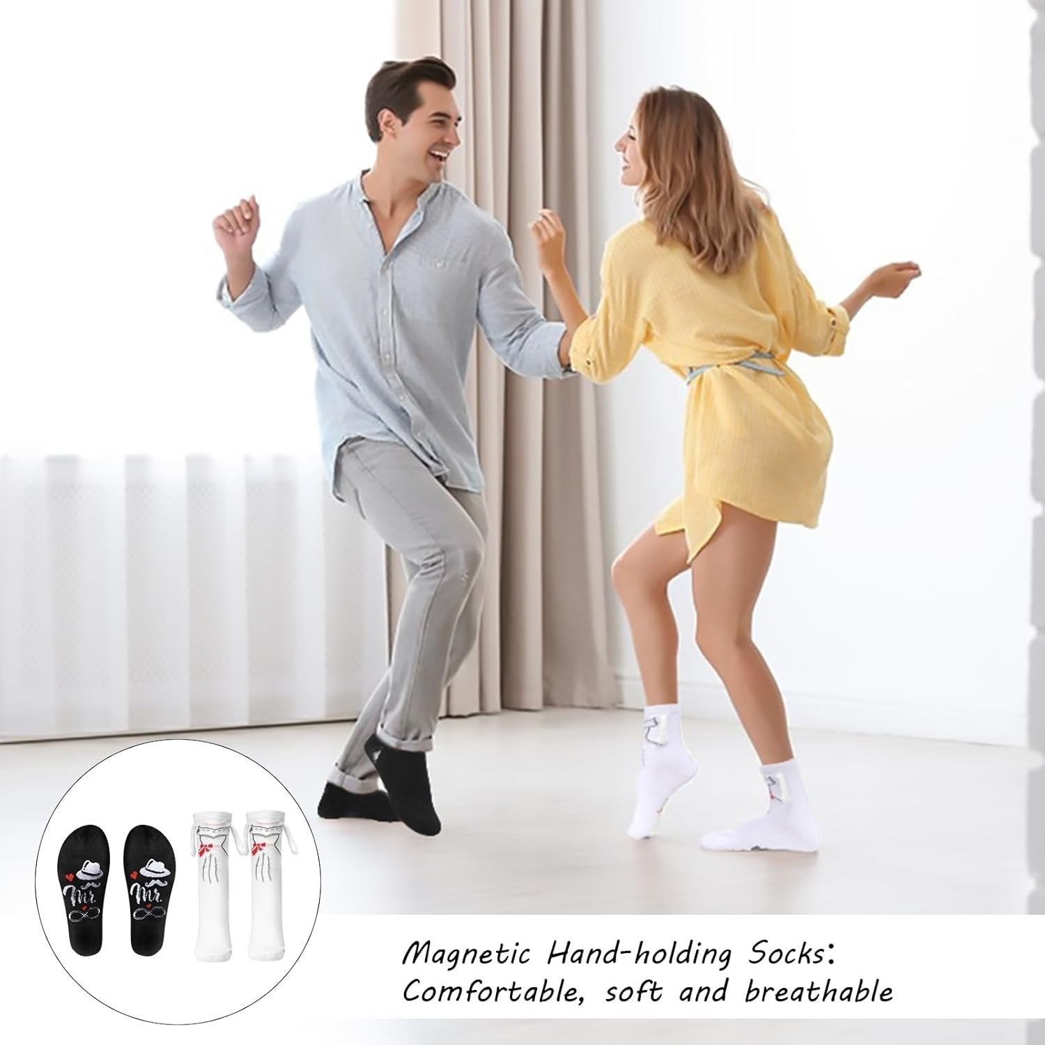 2 paires de chaussettes de mariage avec un motif à la main pour la mariée et le groom — une idée cadeau et papa