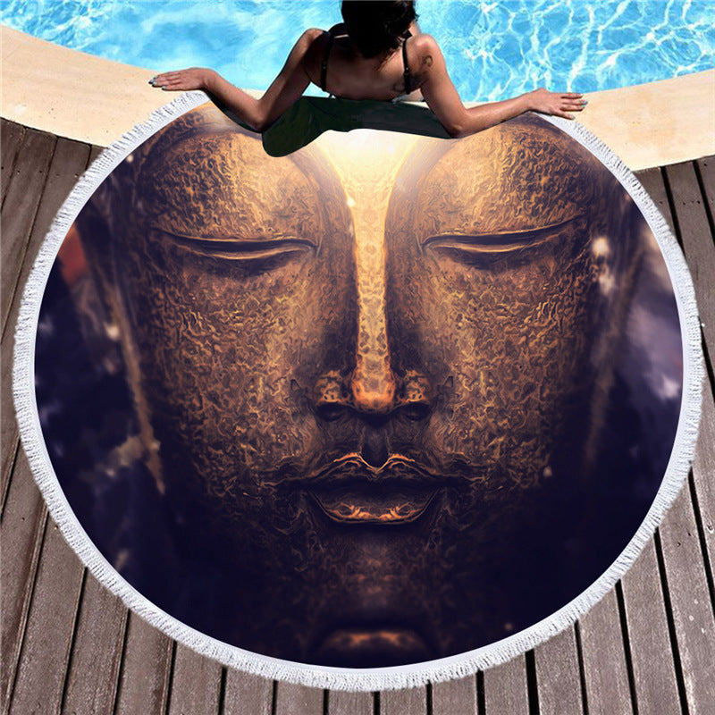 Serviette de plage ronde statue de Bouddha indien