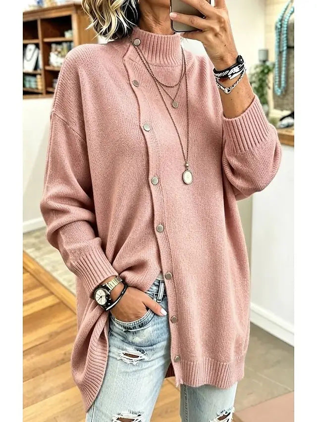 Manteau à col roulé boutonné