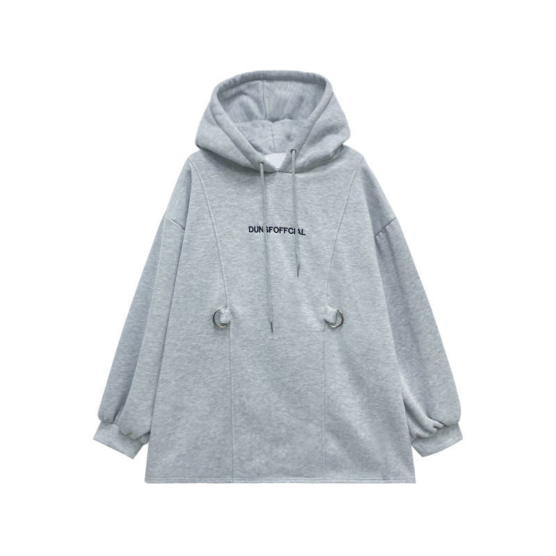 Style coréen Loose-fitting Fleece-lined Épaisseur femmes surdimensionnées Hoodie pour l'automne et gagner