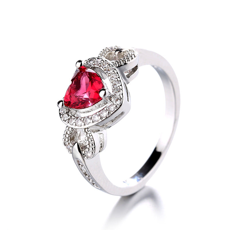 Bague de mariage rouge en forme de coeur pour femmes Bracelet personnalisé