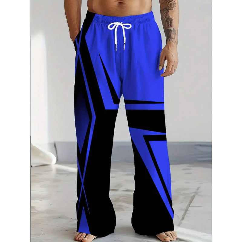 Pantalon casual homme avec imprimé de flamme bleue