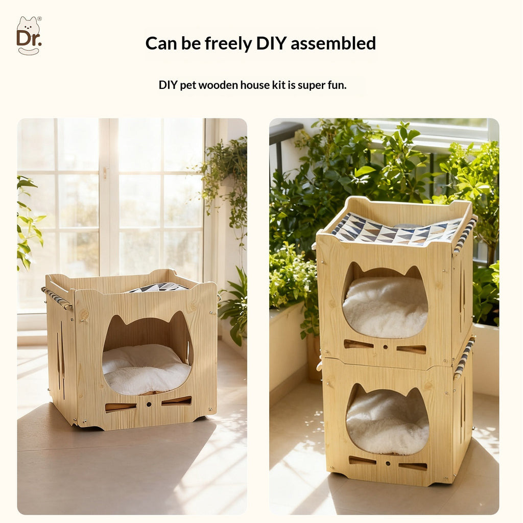 Stackable Wooden Cat Bed for Four Seasons Home Use