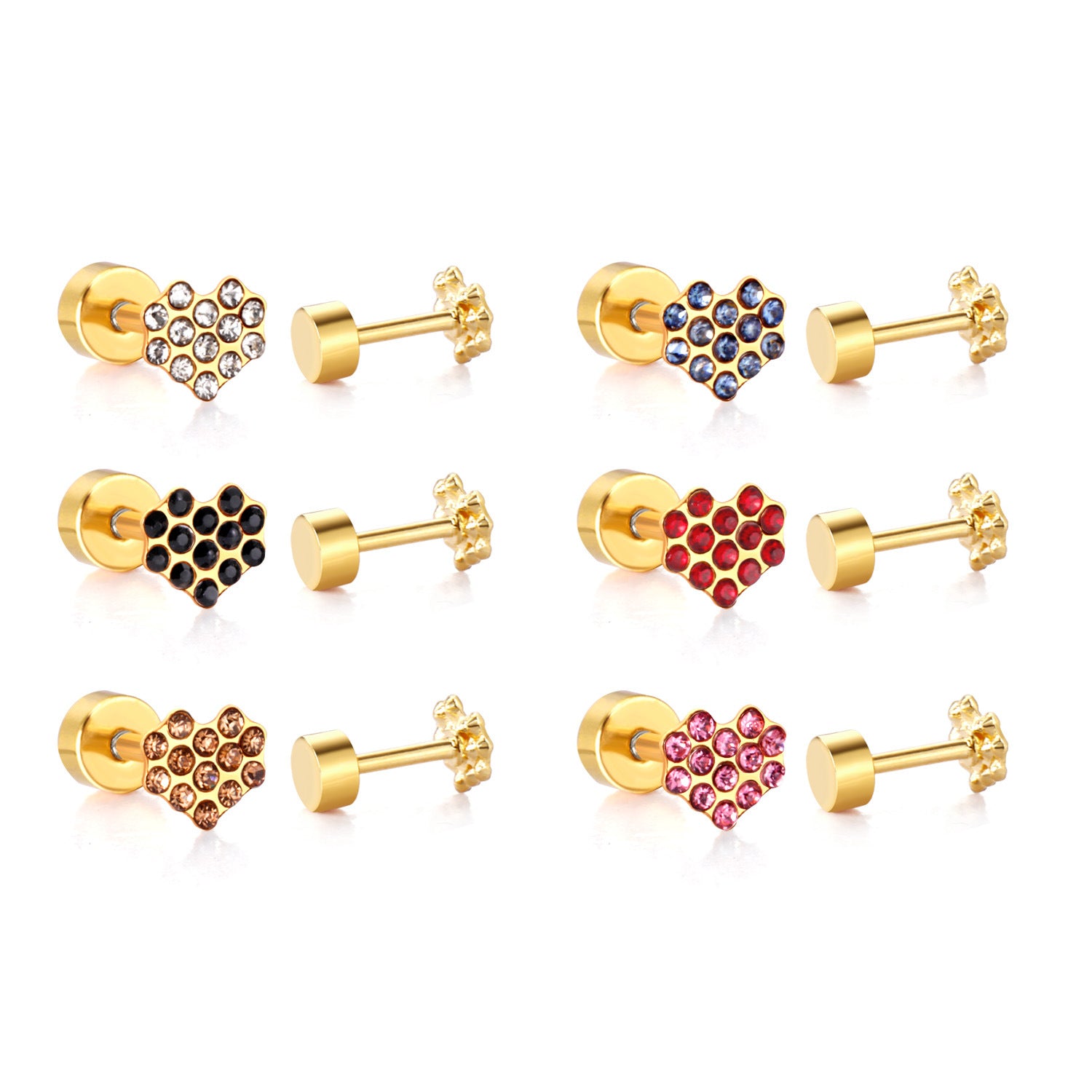 Boucles d'oreilles Crown-flower mignons et doux Boucles d'oreilles Stud en acier inoxydable
