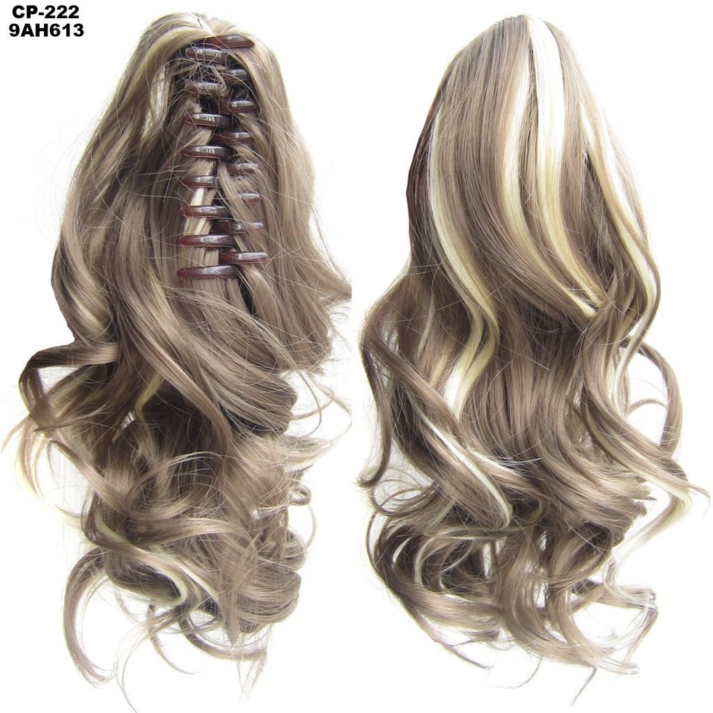 Long Wave Ponytail Wrap autour de Ponytail Clip dans les cheveux Headwear Gris Coiffure Exten naturel