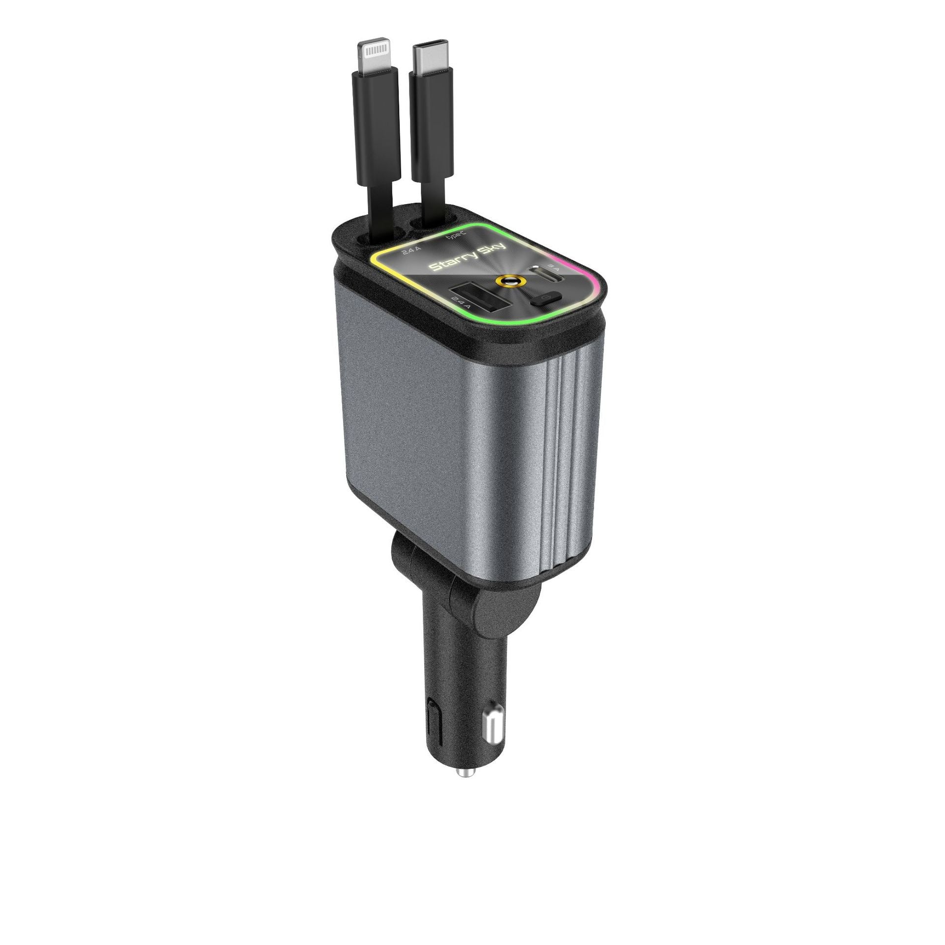 Chargeur de téléphone portable de voiture Ligne à bande télescopique multi-fonctions