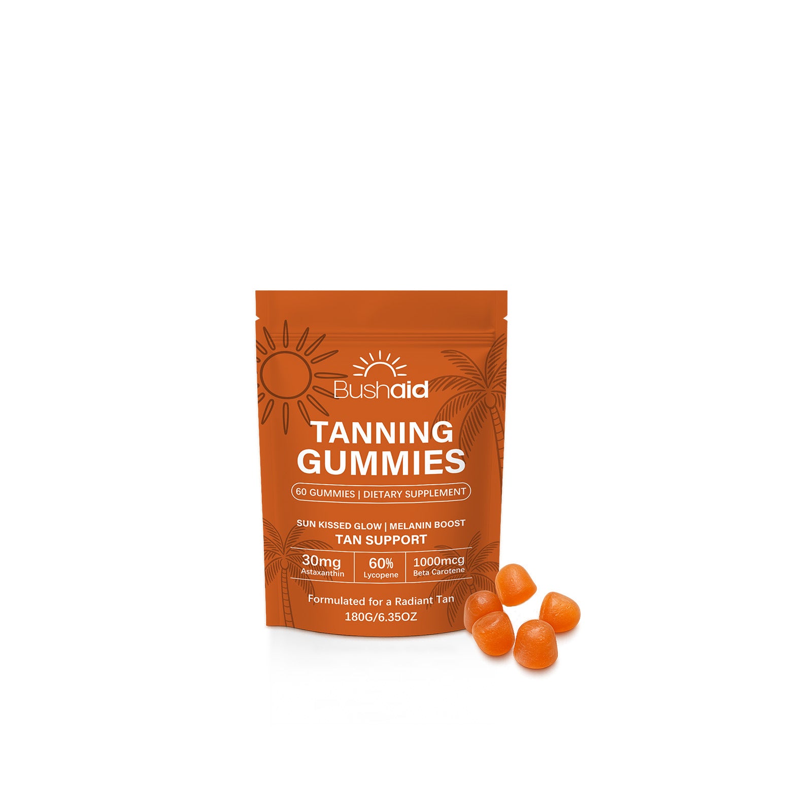 Bushaid Tanning Gummies Healthy Glow Formula Even Skin Tone