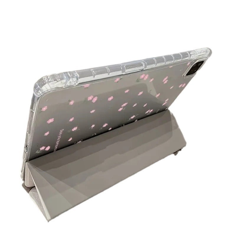 Étui de protection triple feuillet floral transparent