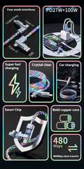 Star Sky Magnifique Streamer couleur charge rapide 4-en-un câble de charge lumineuse