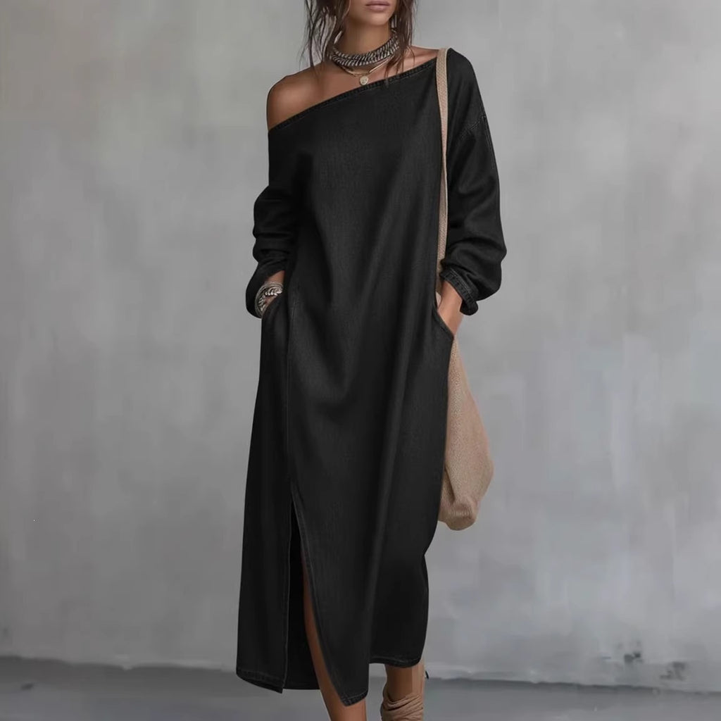 Robe de denim hors-épaule de style européen et américain