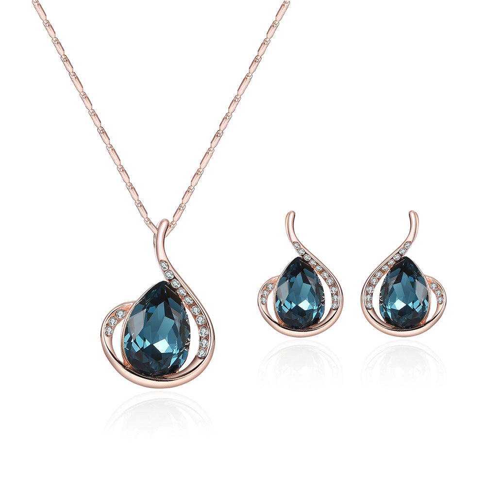 Collier en cristal diamant et boucles d'oreilles Ensemble de bijoux de mariage en deux parties