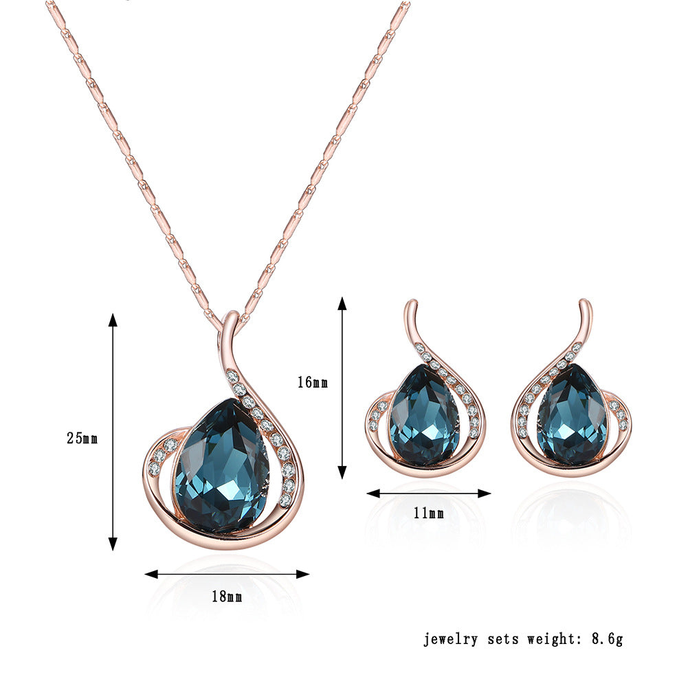 Collier en cristal diamant et boucles d'oreilles Ensemble de bijoux de mariage en deux parties