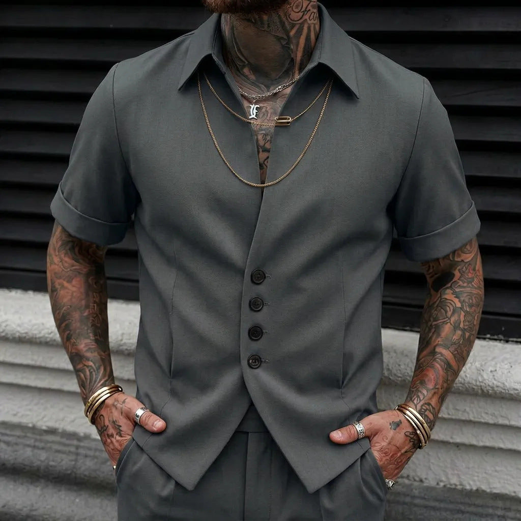 Chemise casual homme couleur solide été