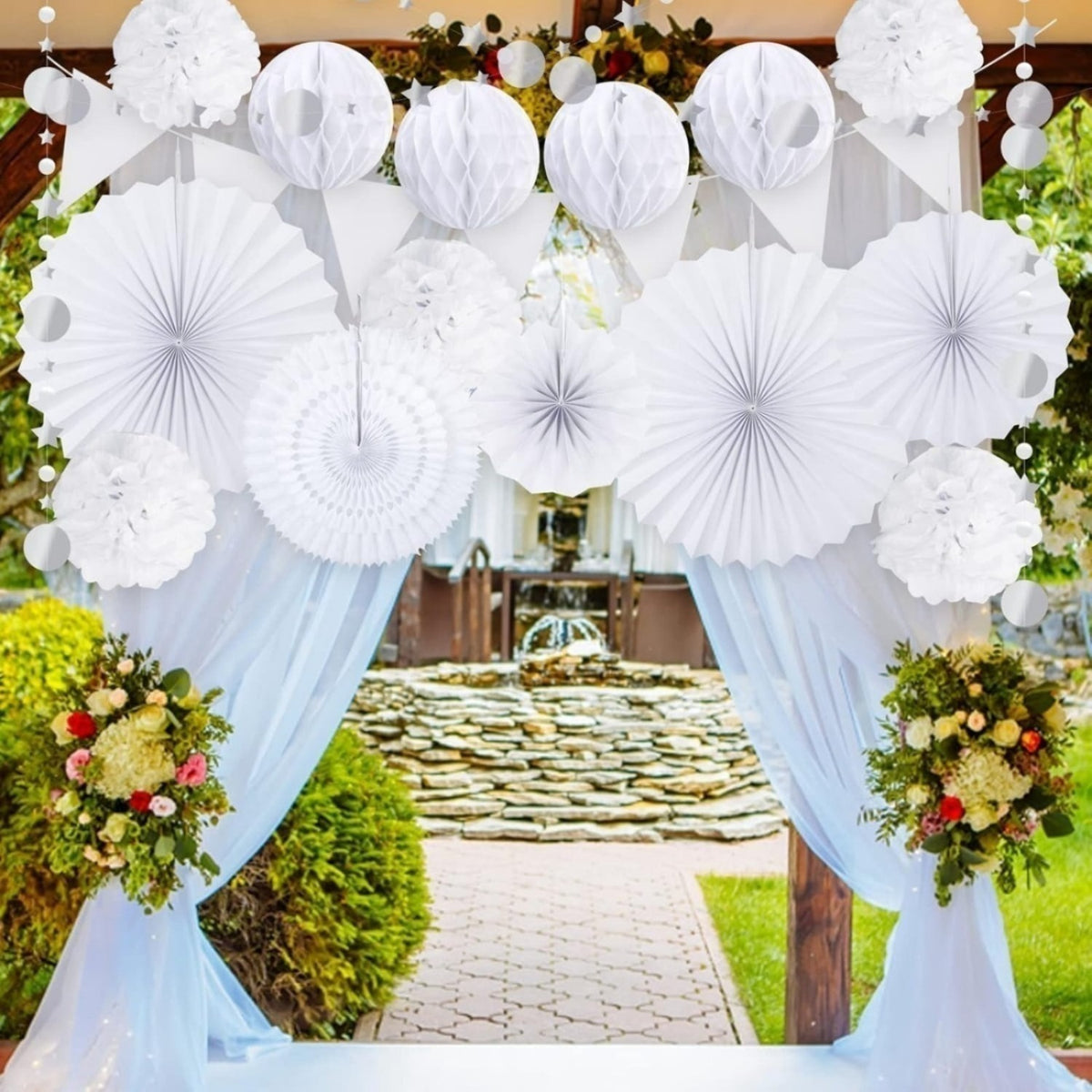 Ensemble de 20 pièces d'éventails de papier blanc