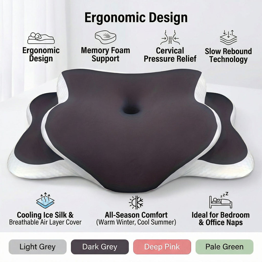 Mémoire ergonomique Mousse Collier Support Oreiller en soie glacée