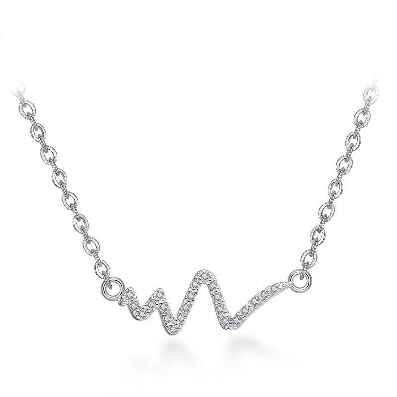 Collier en argent Collier de foudre coréen Femme simple ECG Décodage Collier court Clavic