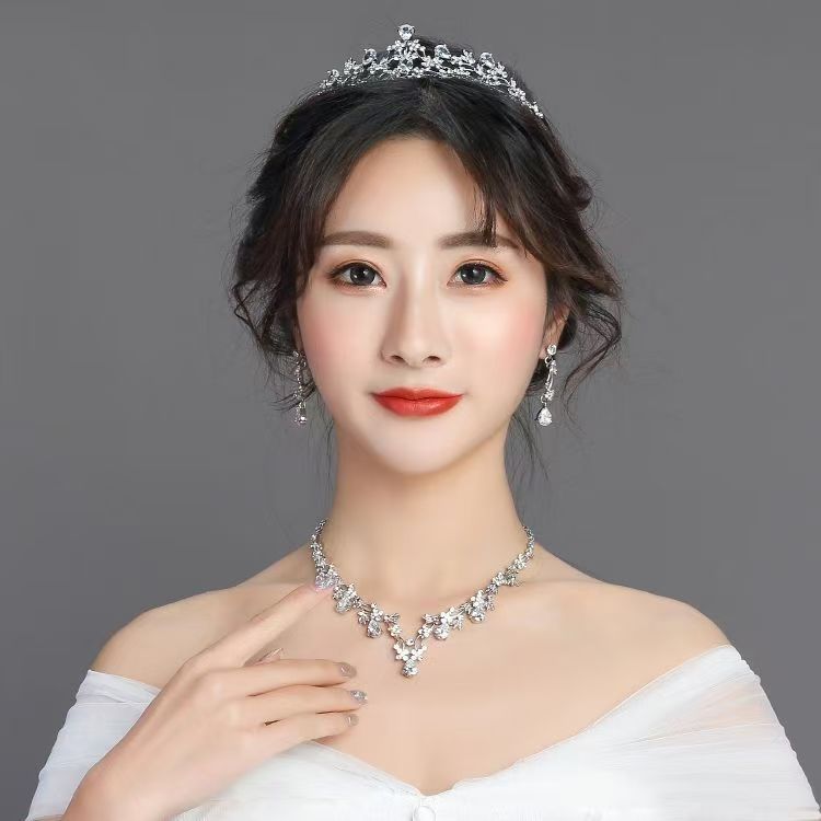Tête d'affiche de la couronne de la mariée de Strass Flower Diamond