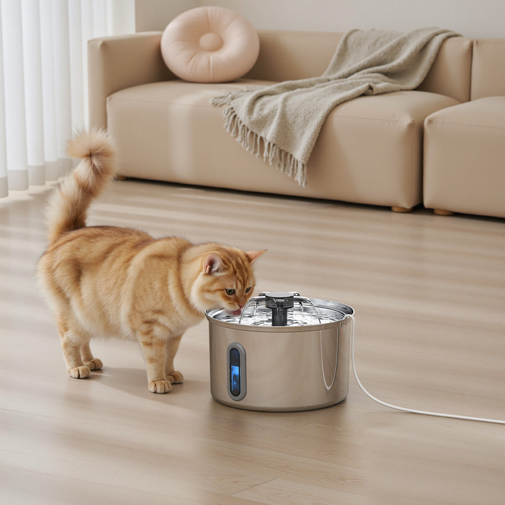 Animal Fontaine d'eau 304 Acier inoxydable Distributeur d'eau de chat