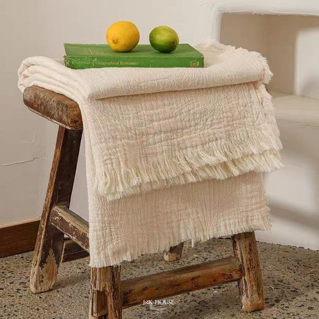 Four-Layer Four-Layer Fil Jacquard Fringed Petite couverture