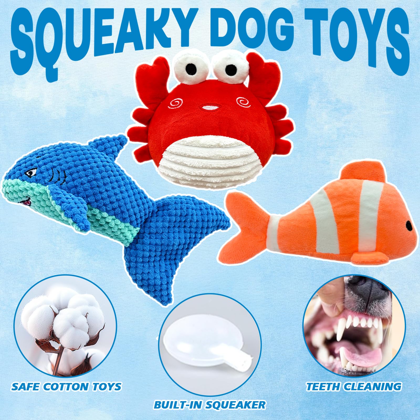 Jouets pour chiens Squeaky Crinkle pour les brochettes agressives