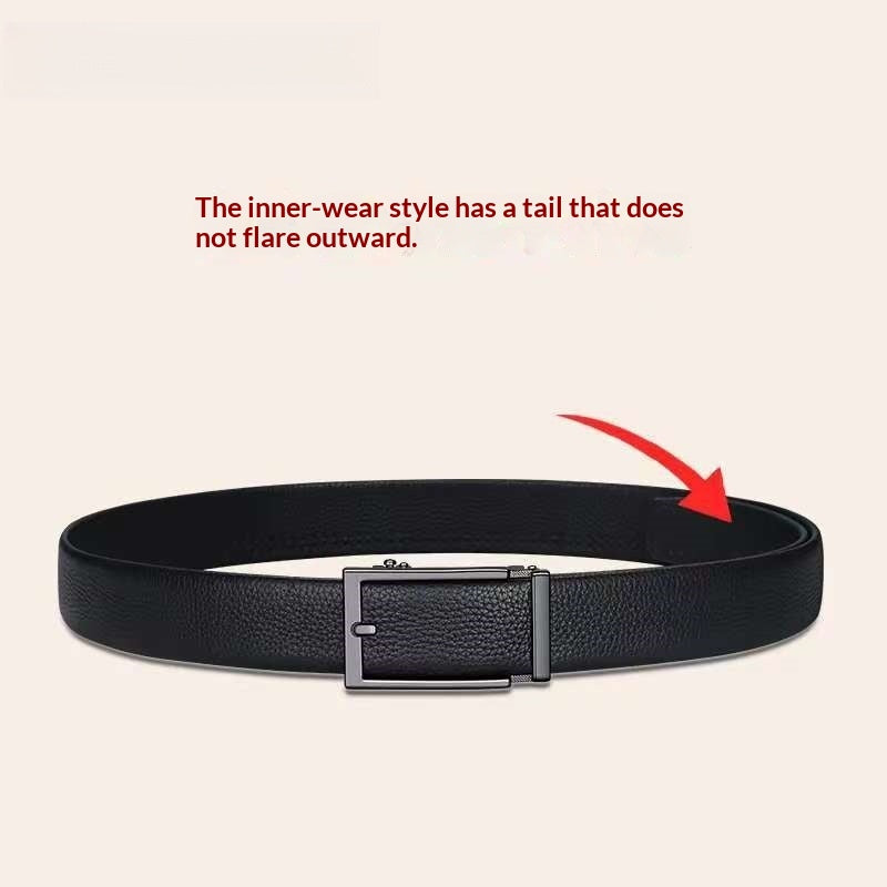 Ceinture en cuir véritable, repliée vers l'intérieur des hommes
