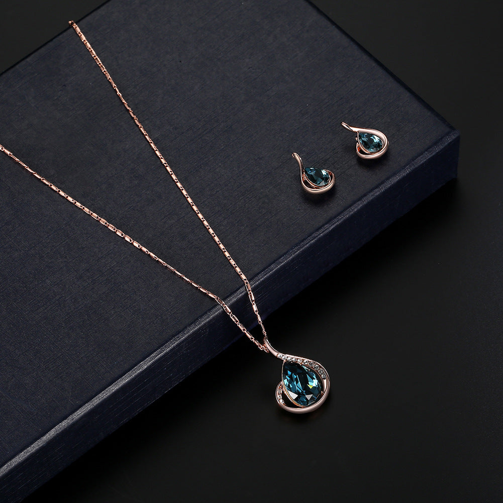 Collier en cristal diamant et boucles d'oreilles Ensemble de bijoux de mariage en deux parties