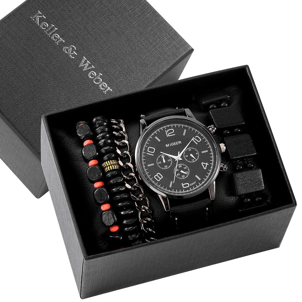 Boîte cadeau pour hommes Set montre Fashion Watch Bracelet Set Quartz