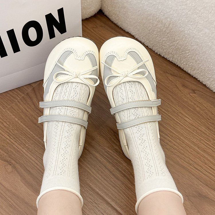 Femmes Sweet Bow Knot Double Strap Mary Jane Flats