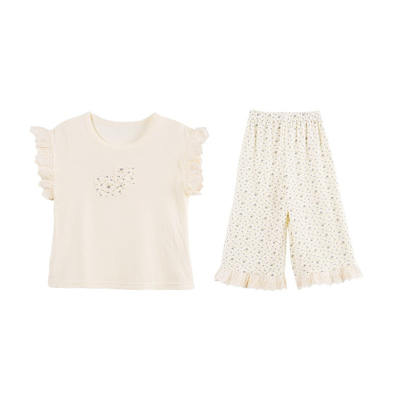 Princesse Style Floral Dentelle Patchwork Cozy Loungewear