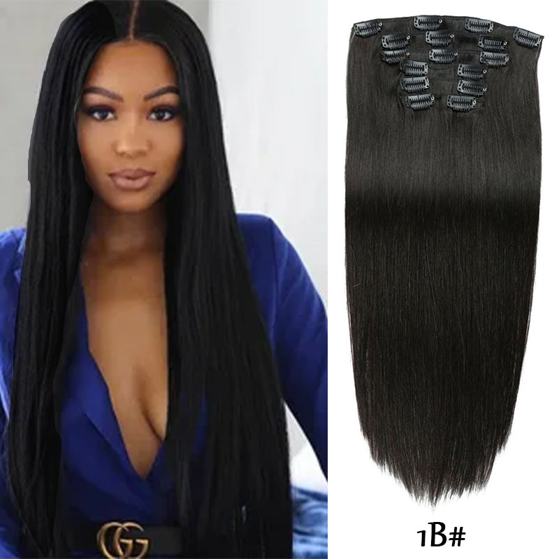 Clip-in cheveux réels cheveux humains sept-pièces ensemble 14 pouces 70g extensions de cheveux Perruque