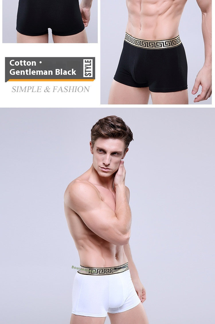 Slips de boxer en coton pour homme Casual Solid Color Four Corners