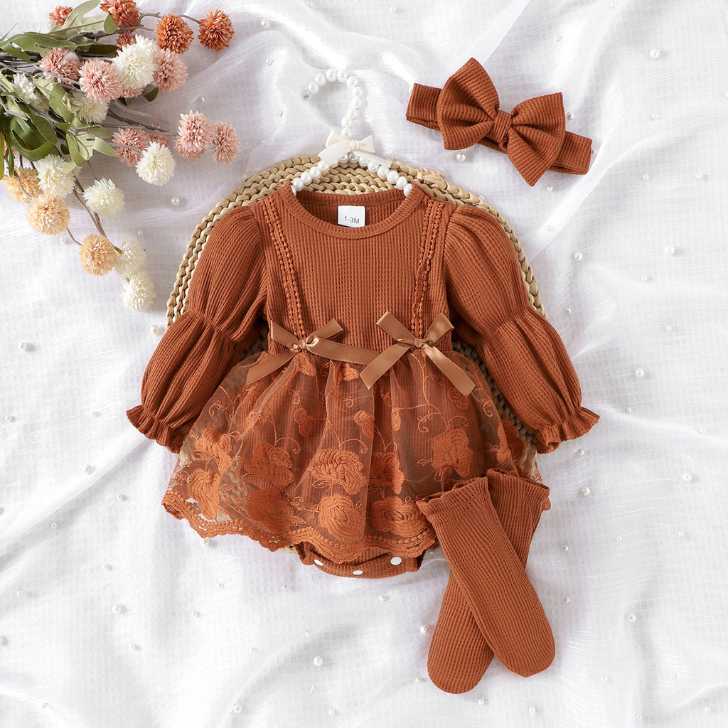 Romper à manches longues rayées de couleur un tulle