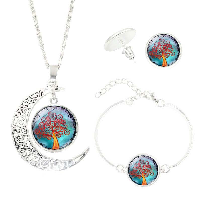 Boucles d'oreilles en pierre gemme de l'arbre de vie