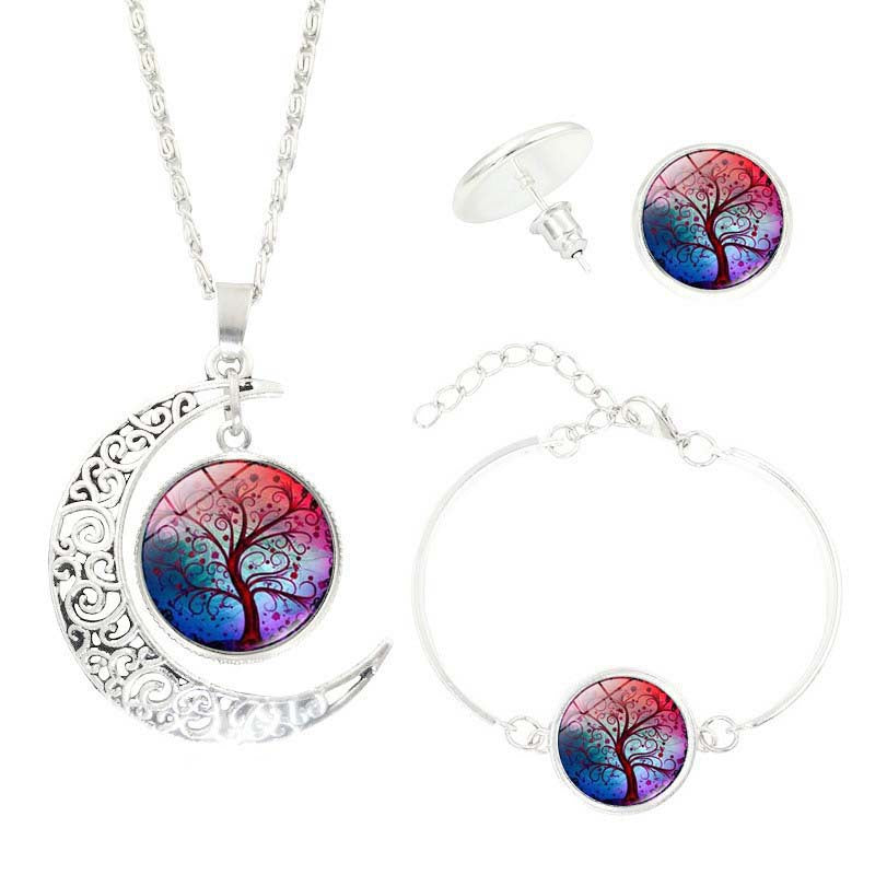 Boucles d'oreilles en pierre gemme de l'arbre de vie