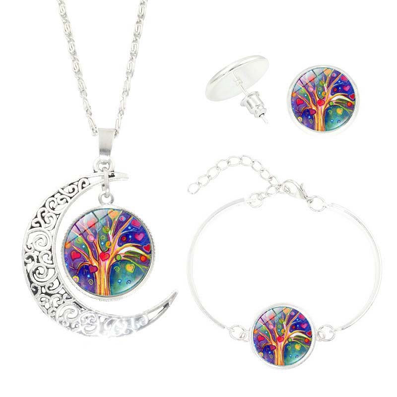 Boucles d'oreilles en pierre gemme de l'arbre de vie
