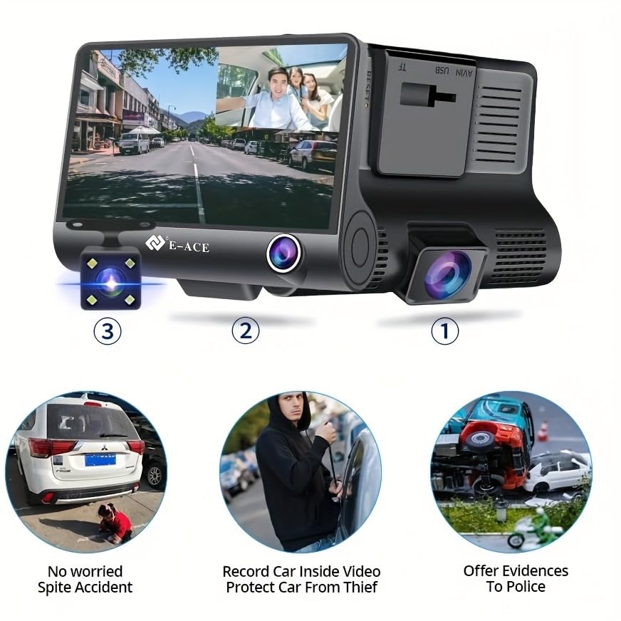 Dashcam à trois disques de 4 pouces